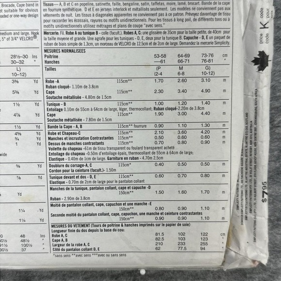 NEW Simplicity Sewing Pattern Childrens S M L Medieval Costume DIY Craft - Picture 5 of 5